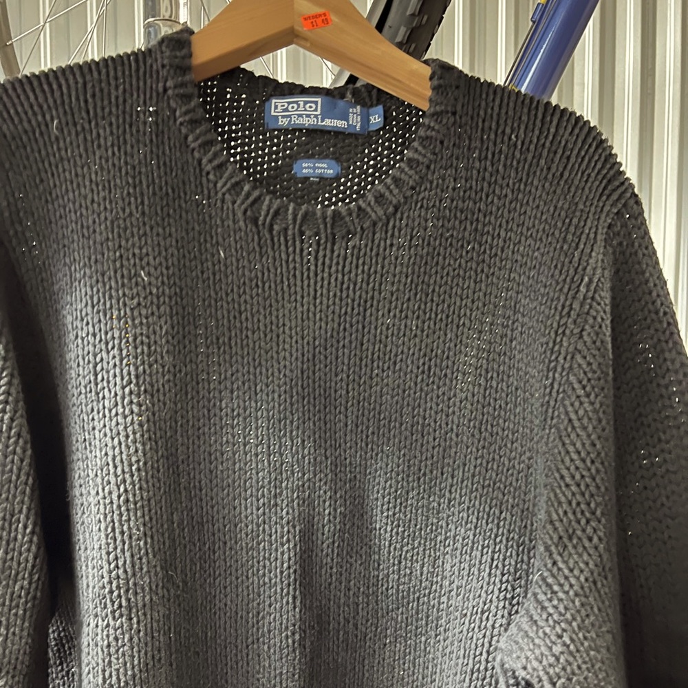Ralph Lauren sweater XL.  classic crew neck Deep rich brown cotton wool blend.